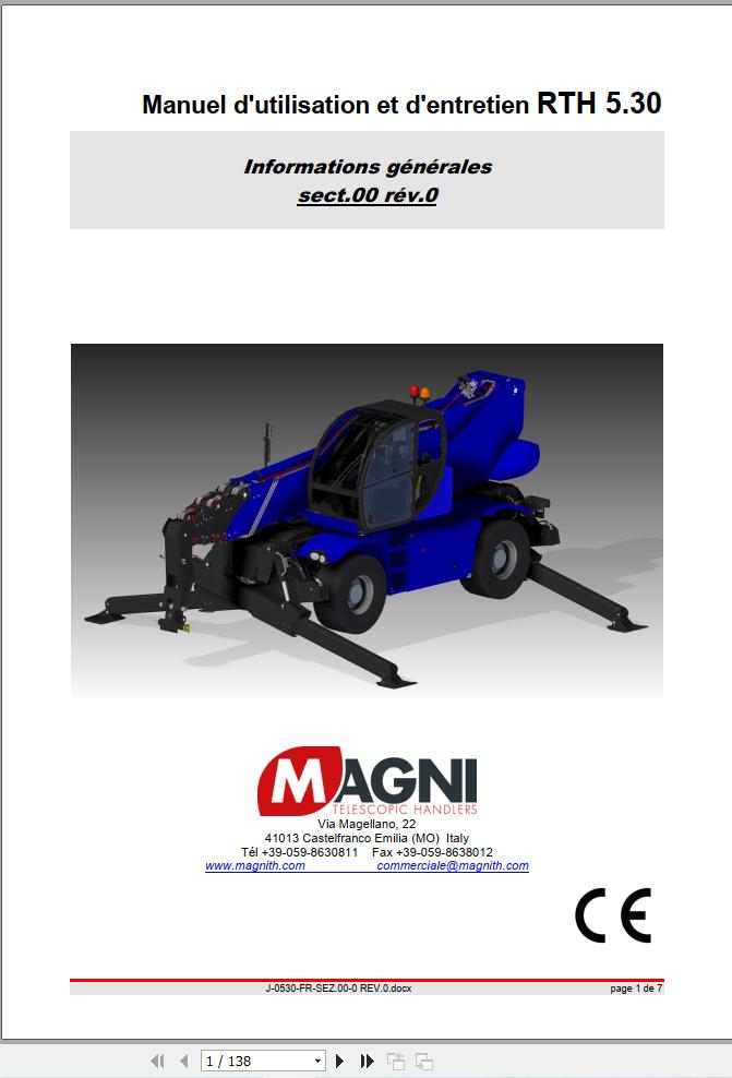 Magni Telehandler RTH 5.30 Operation and Maintenance Manual FR (1)
