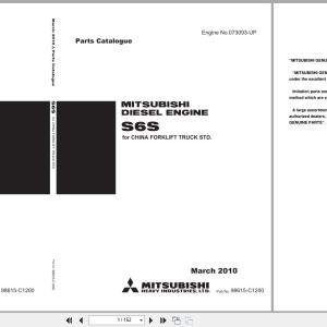 Mitsubishi Diesel Engine S6S 073093 UP Parts Catalog 98615 C1200 2010 (1)