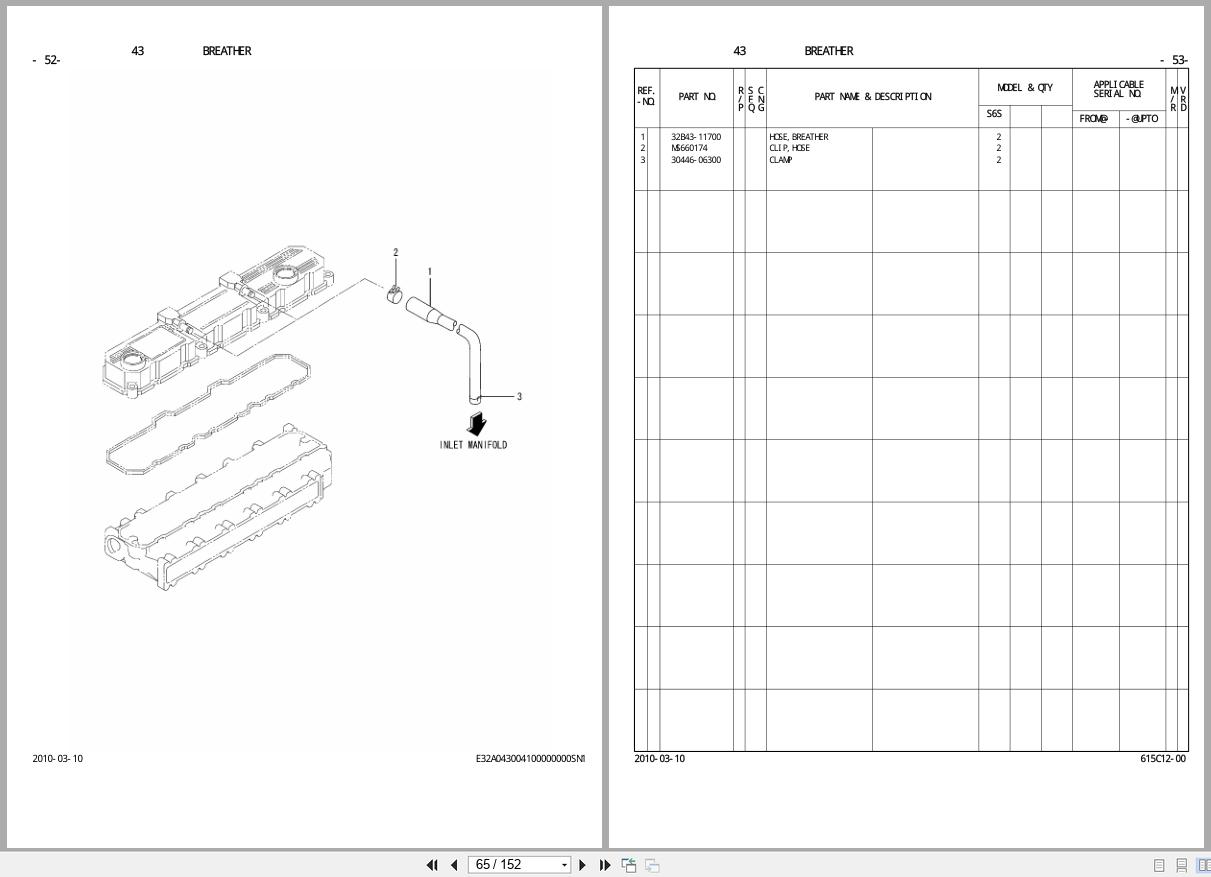 Mitsubishi Diesel Engine S6S 073093 UP Parts Catalog 98615 C1200 2010 (2)