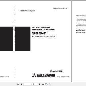 Mitsubishi Diesel Engine S6S T 074462 UP Parts Catalog 98615 C1010 2010 (1)