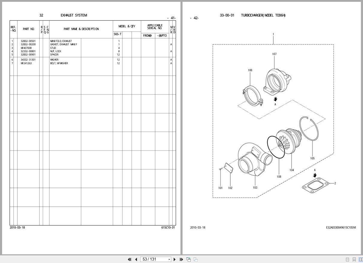 Mitsubishi Diesel Engine S6S T 074462 UP Parts Catalog 98615 C1010 2010 (2)
