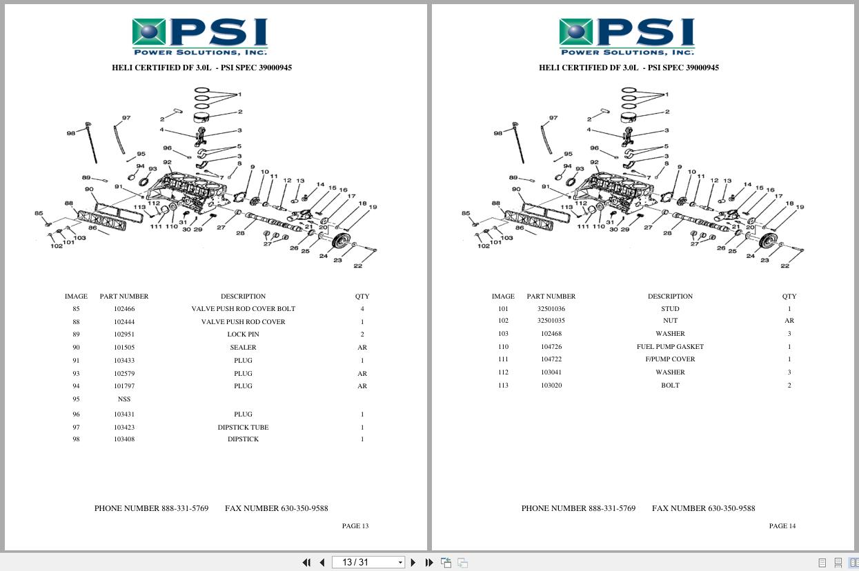 PSI Engine GM 3.0L DF Parts Catalog 39000945 (2)
