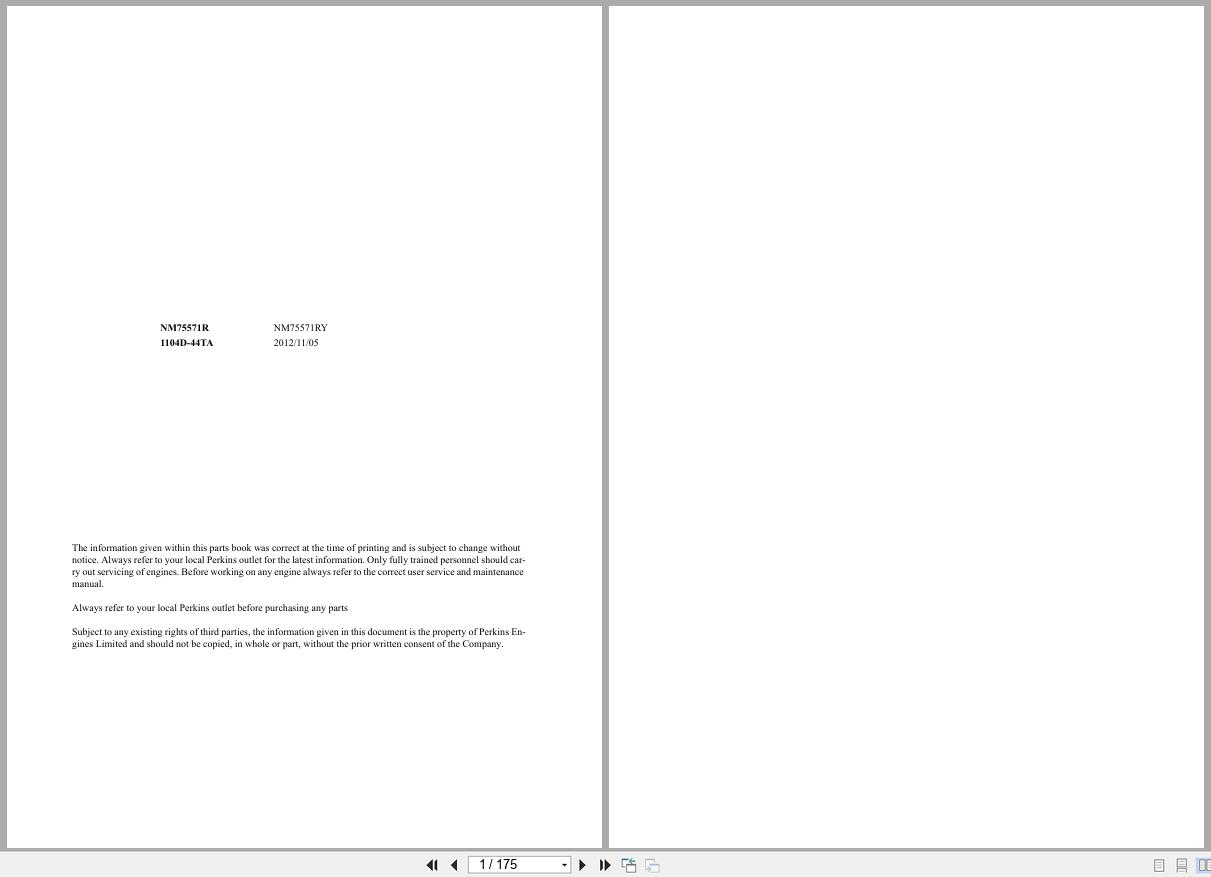 Perkins Engine 1104D 44TA Parts Catalog NM75571RY 2012 (1)