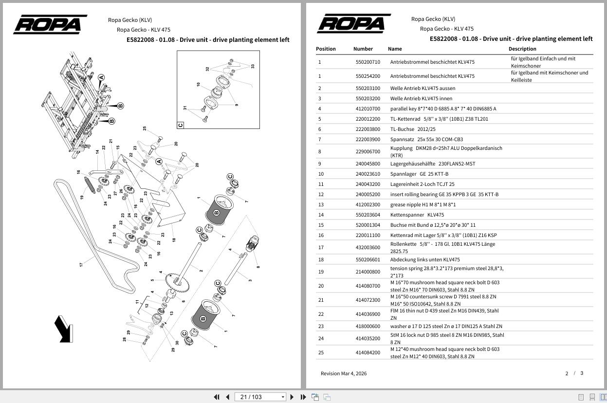 ROPA Harvester Gecko KLV Spare Parts Catalog (2)