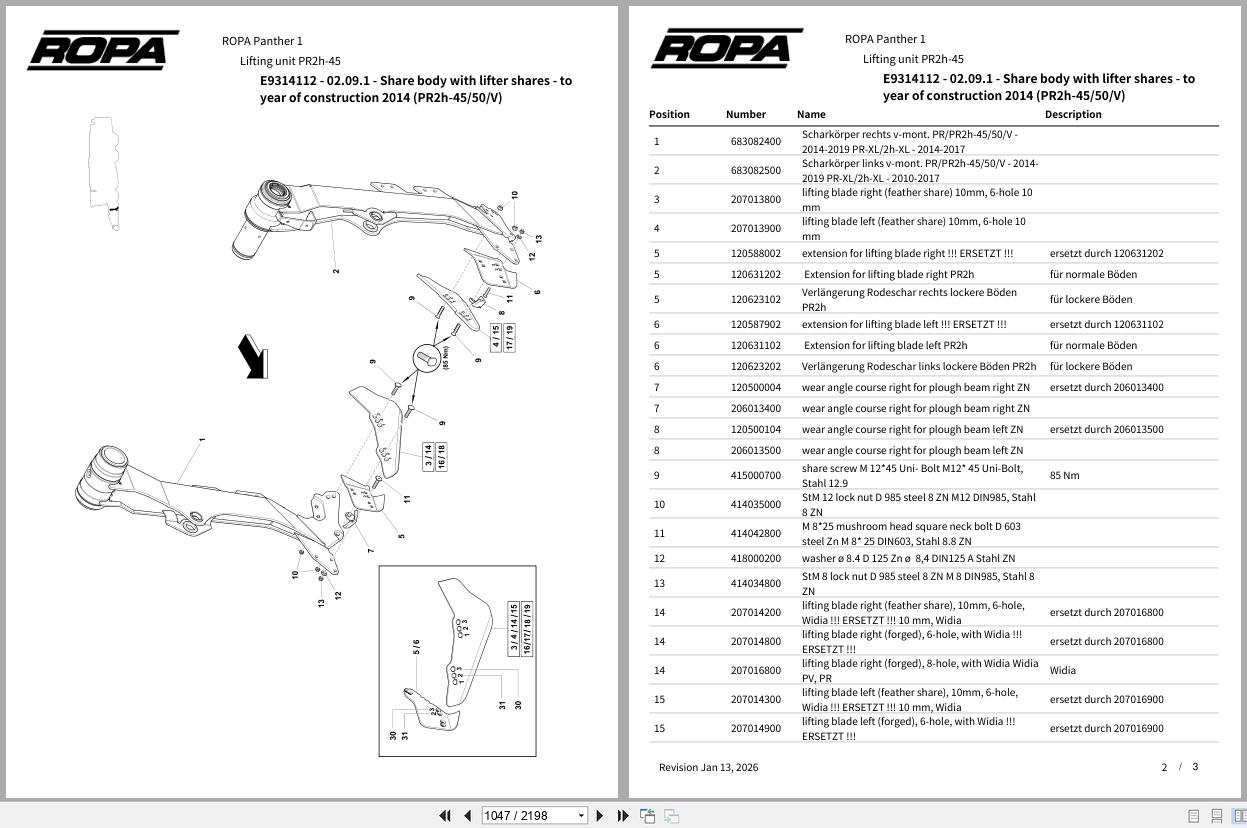 ROPA Harvester Panther 1 2013 2016 Spare Parts Catalog (2)