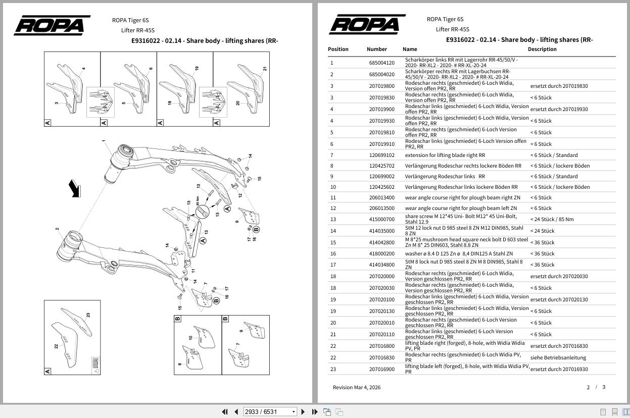 ROPA Harvester Tiger 6S 2019 Spare Parts Catalog (2)