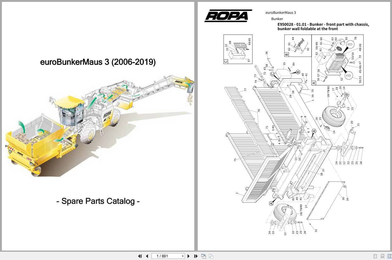 ROPA Harvester euroBunkerMaus 3 2006 2019 Spare Parts Catalog (1)