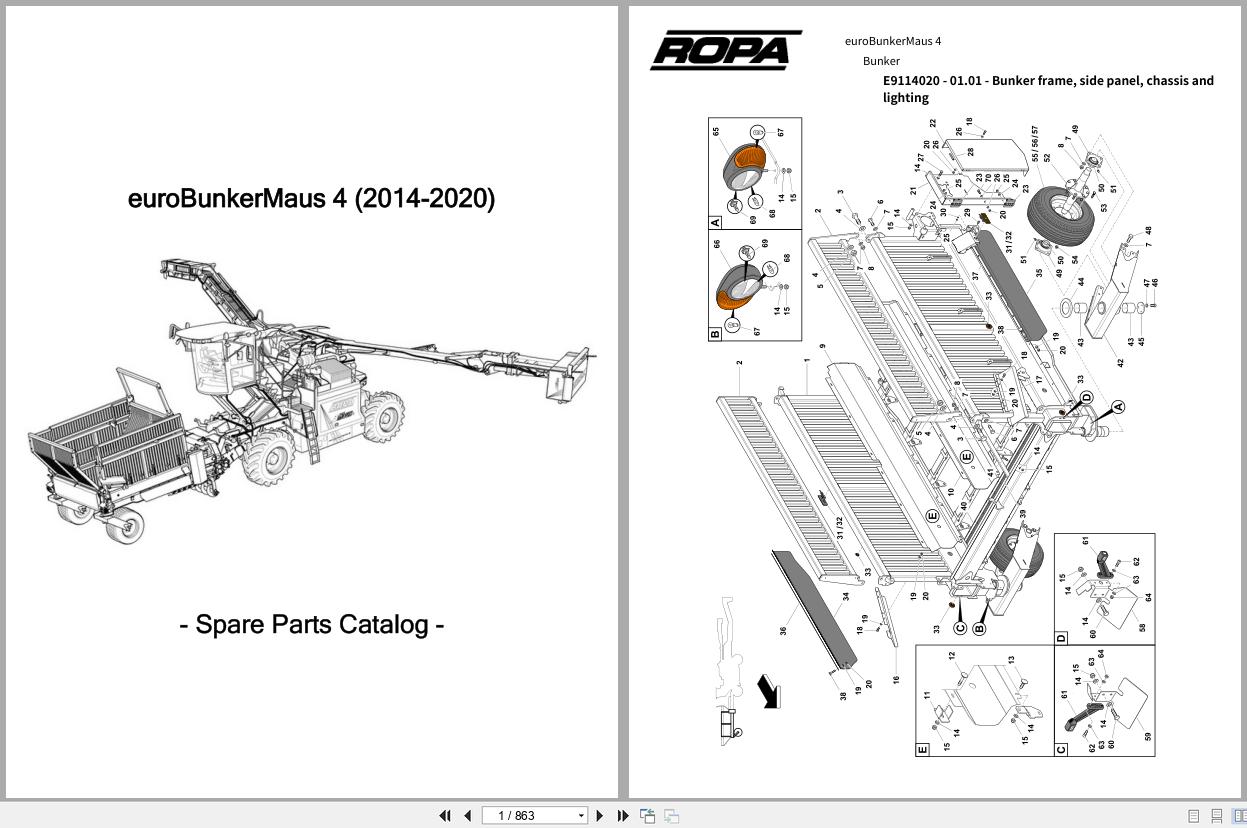 ROPA Harvester euroBunkerMaus 4 2014 2020 Spare Parts Catalog (1)