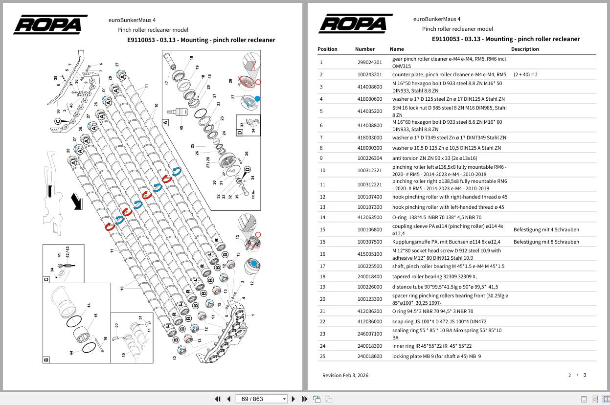 ROPA Harvester euroBunkerMaus 4 2014 2020 Spare Parts Catalog (2)