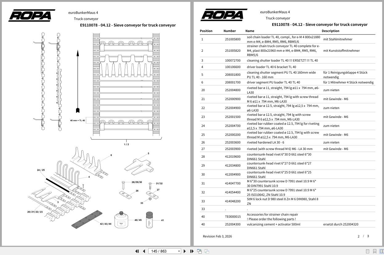 ROPA Harvester euroBunkerMaus 4 2014 2020 Spare Parts Catalog (3)