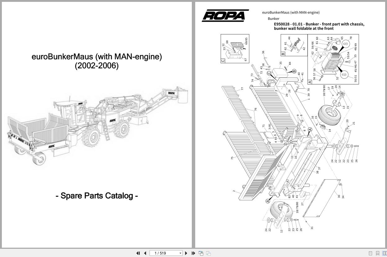 ROPA Harvester euroBunkerMaus with MAN engine 2002 2006 Spare Parts Catalog (1)