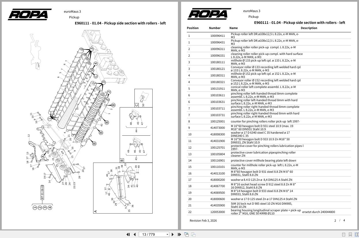 ROPA Harvester euroMaus 3 2006 2019 Spare Parts Catalog (2)