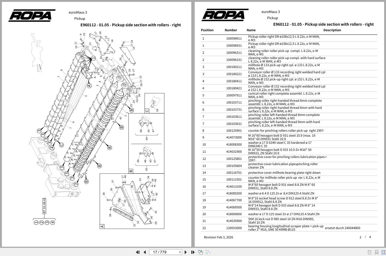 ROPA Harvester euroMaus 3 2006 2019 Spare Parts Catalog (3)