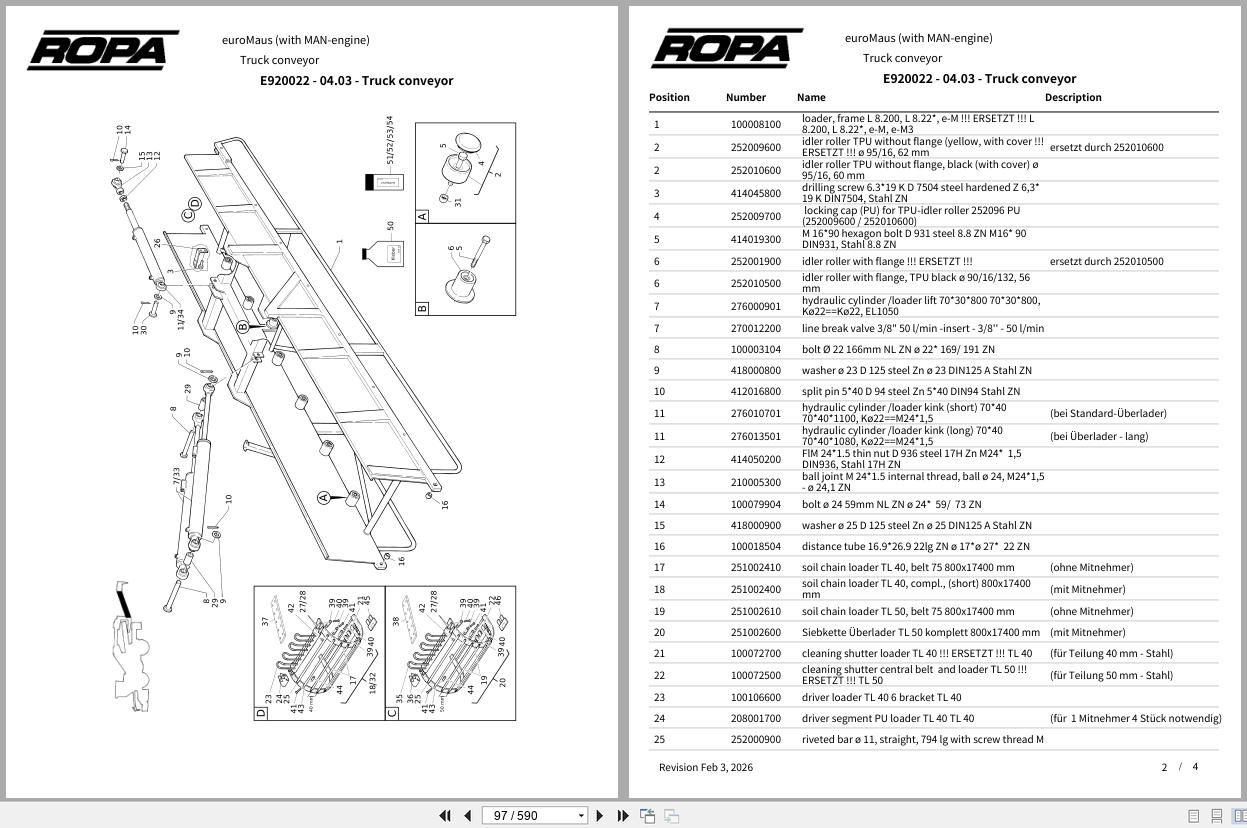 ROPA Harvester euroMaus with MAN engine 2002 2006 Spare Parts Catalog (3)