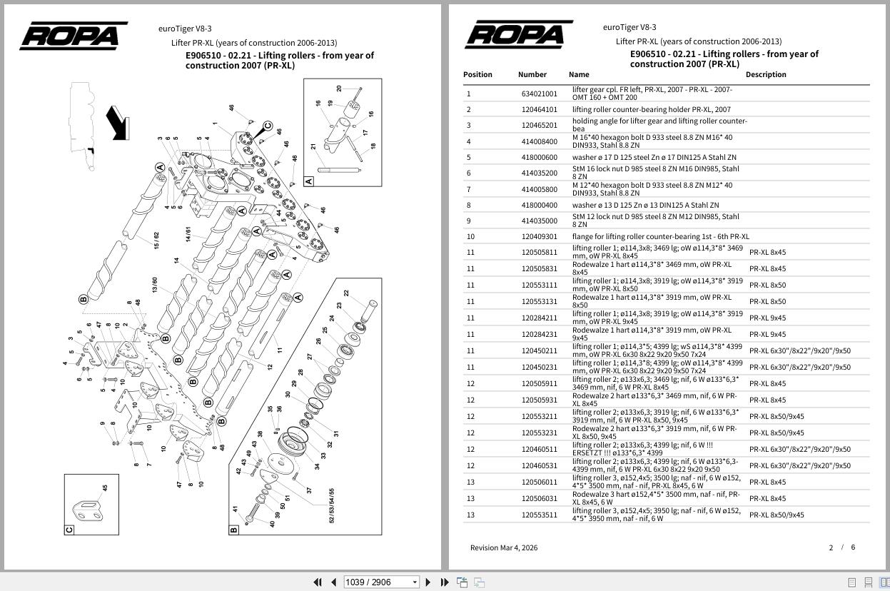 ROPA Harvester euroTiger V8 3 2006 2012 Spare Parts Catalog (2)