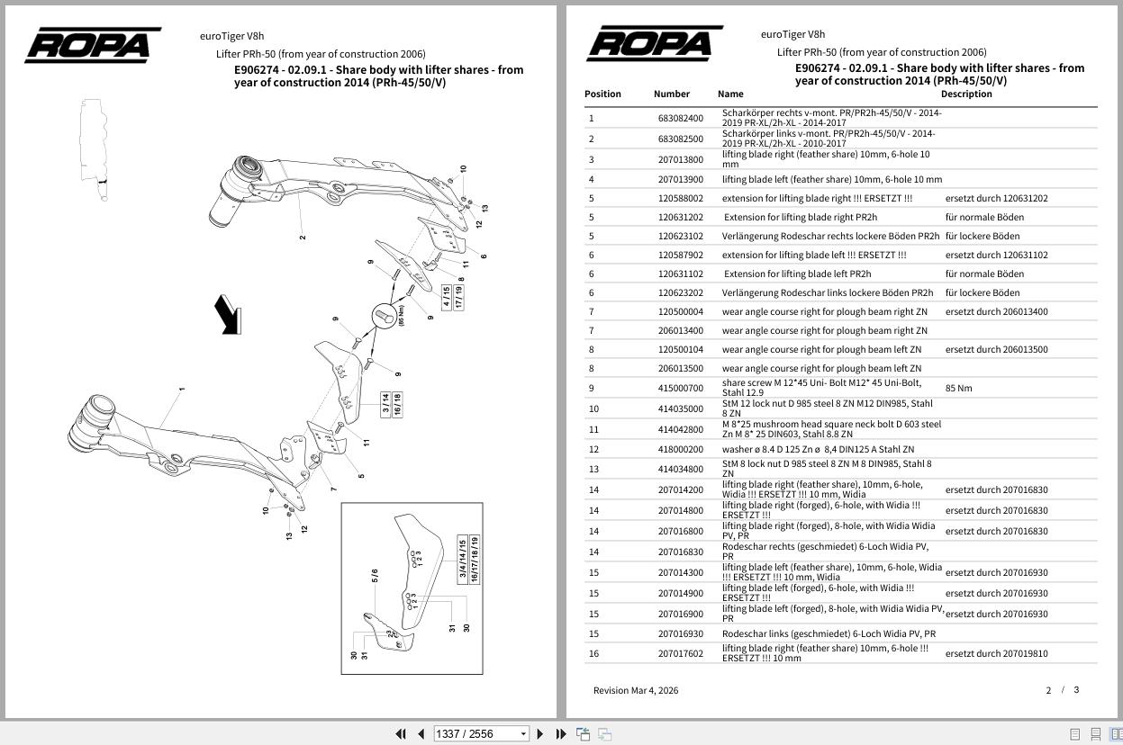 ROPA Harvester euroTiger V8h 2005 2006 Spare Parts Catalog (3)