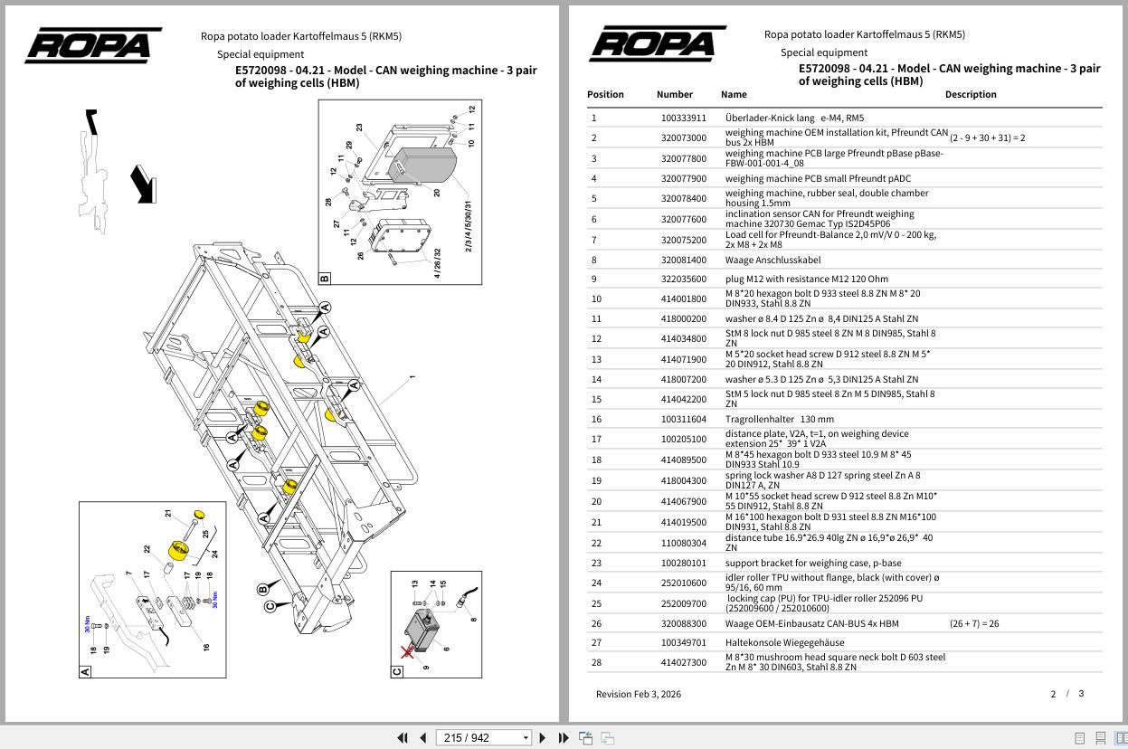 ROPA Harvester potato loader Kartoffelmaus 5 RKM5 2020 Spare Parts Catalog (3)