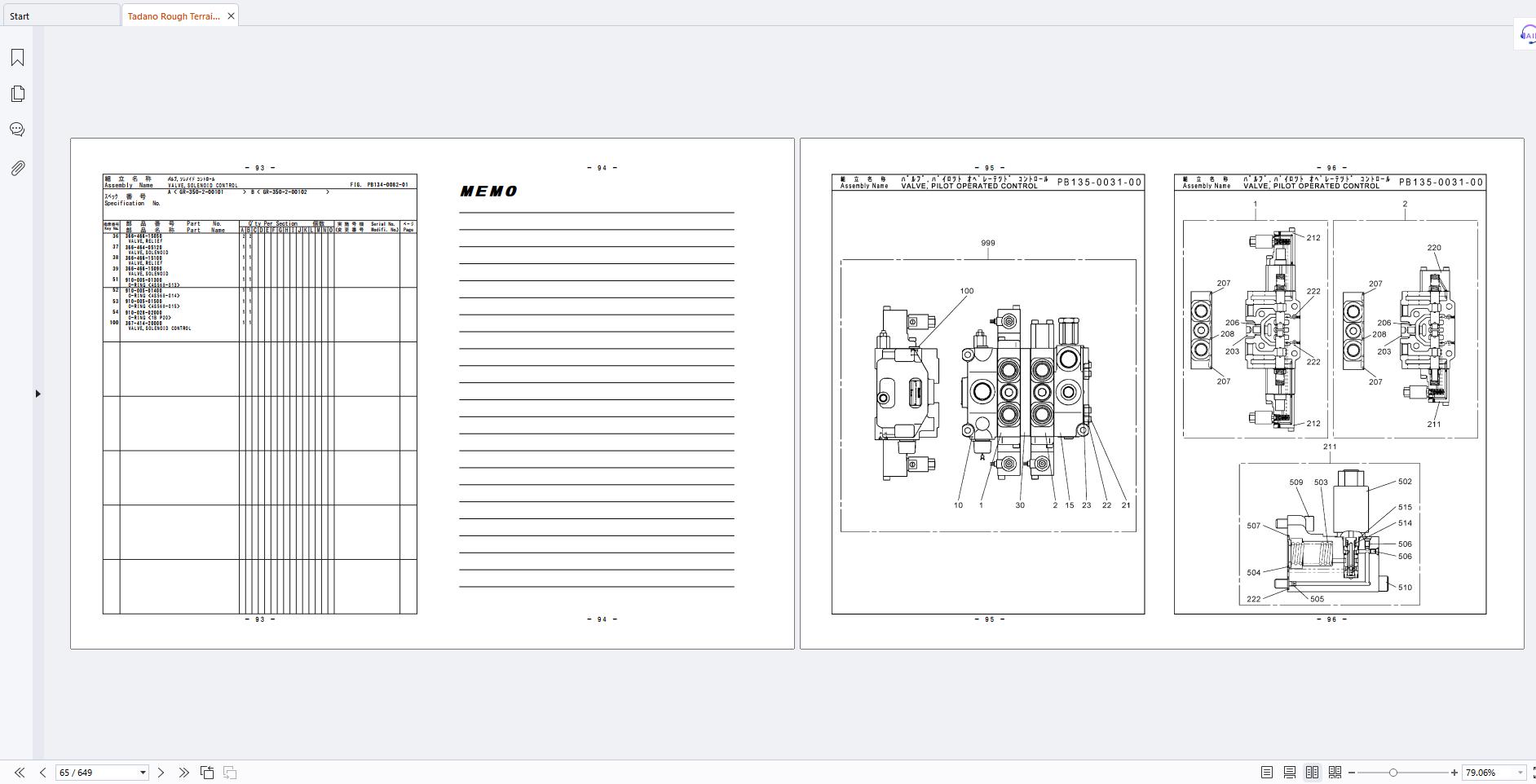 Tadano Rough Terrain Crane GR 350 2 GR 350XL 2 Parts Catalog GR 350XL 2 P1(U) 3EJ (2)