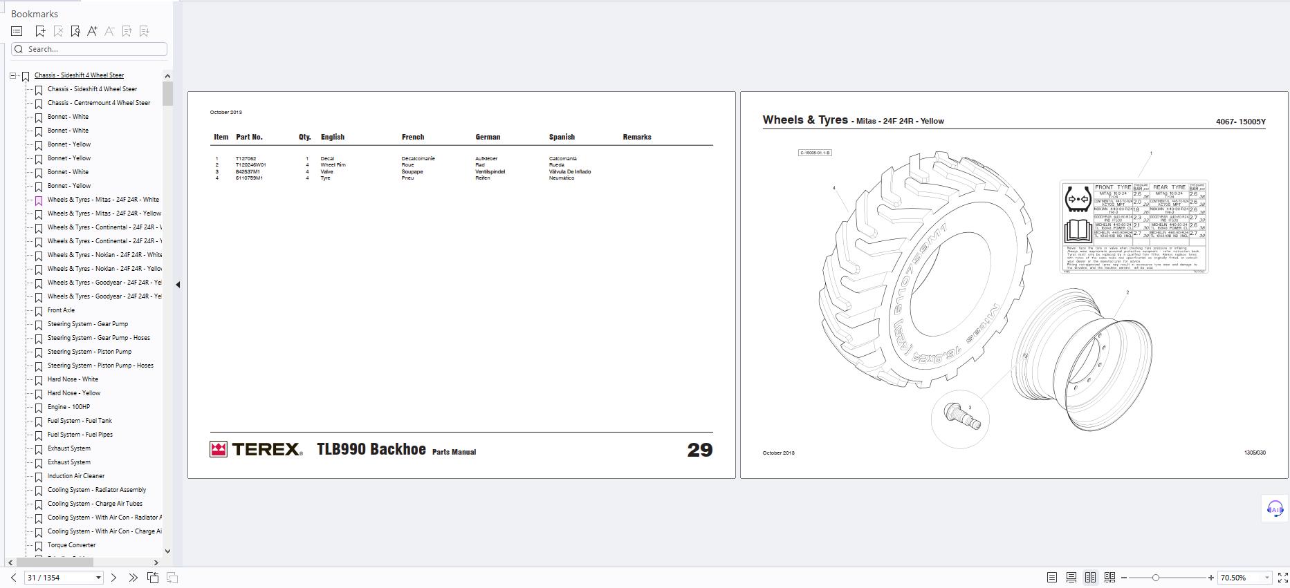 Terex Backhoe Loader TLB990 Tier 3 Interim Stage 3B Parts Catalog 1