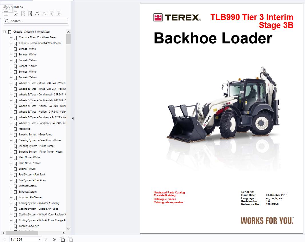 Terex Backhoe Loader TLB990 Tier 3 Interim Stage 3B Parts Catalog 2