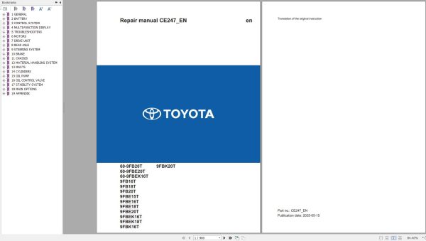 Toyota Forklift 9FBEK18T 2025 Repair Manual CE247 (1)