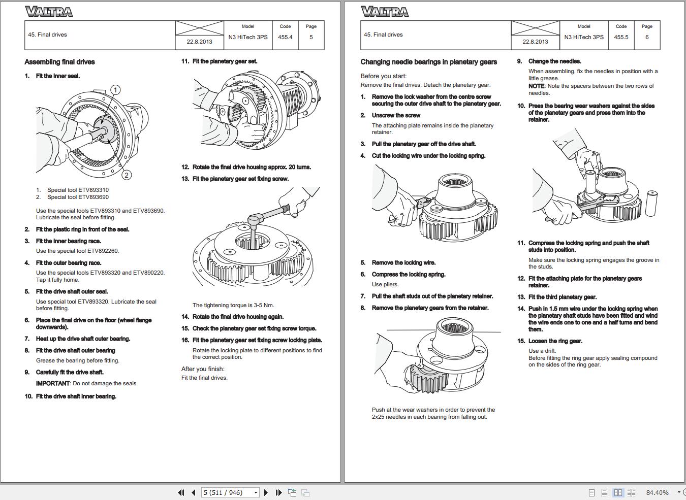 Valtra Tractor N103H3 N113H3 N123H3 N143H3 Service Manual 39223211 3