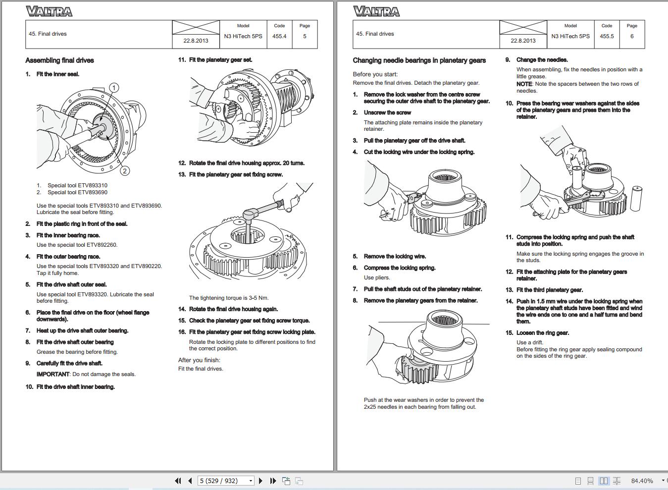Valtra Tractor N103H5 N113H5 N123H5 Service Manual 39224211 3