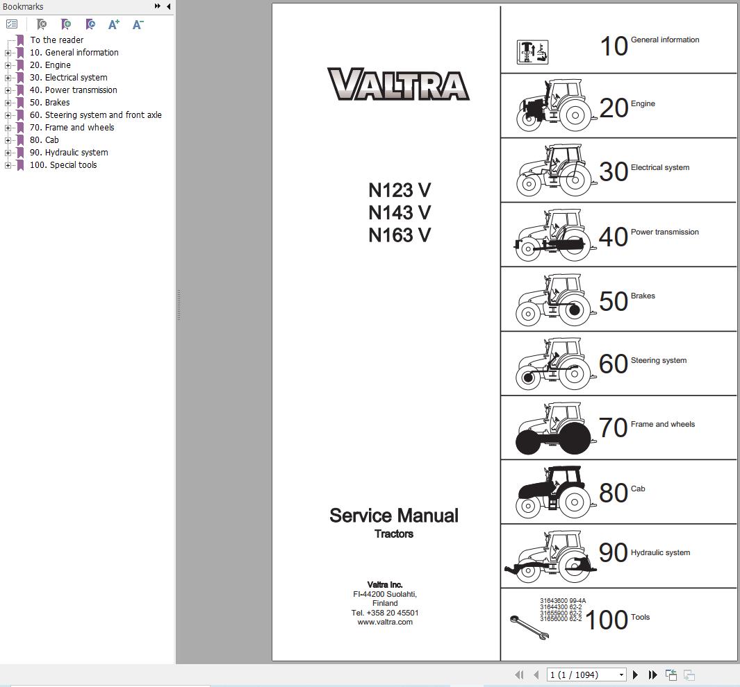 Valtra Tractor N123V N143V N163V Service Manual 39227211 1