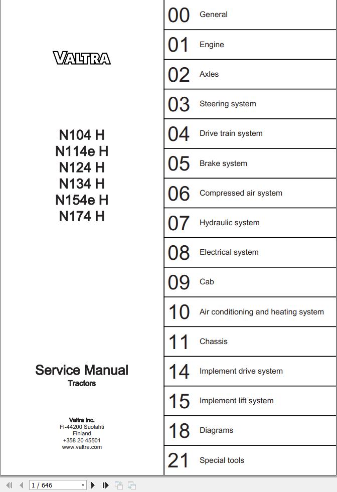 Valtra Tractor N4 Hitech N104H to N174H Service Manual 39279211 1