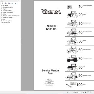 Valtra Tractor N93H3 N103H3 Service Manual 39269211 1