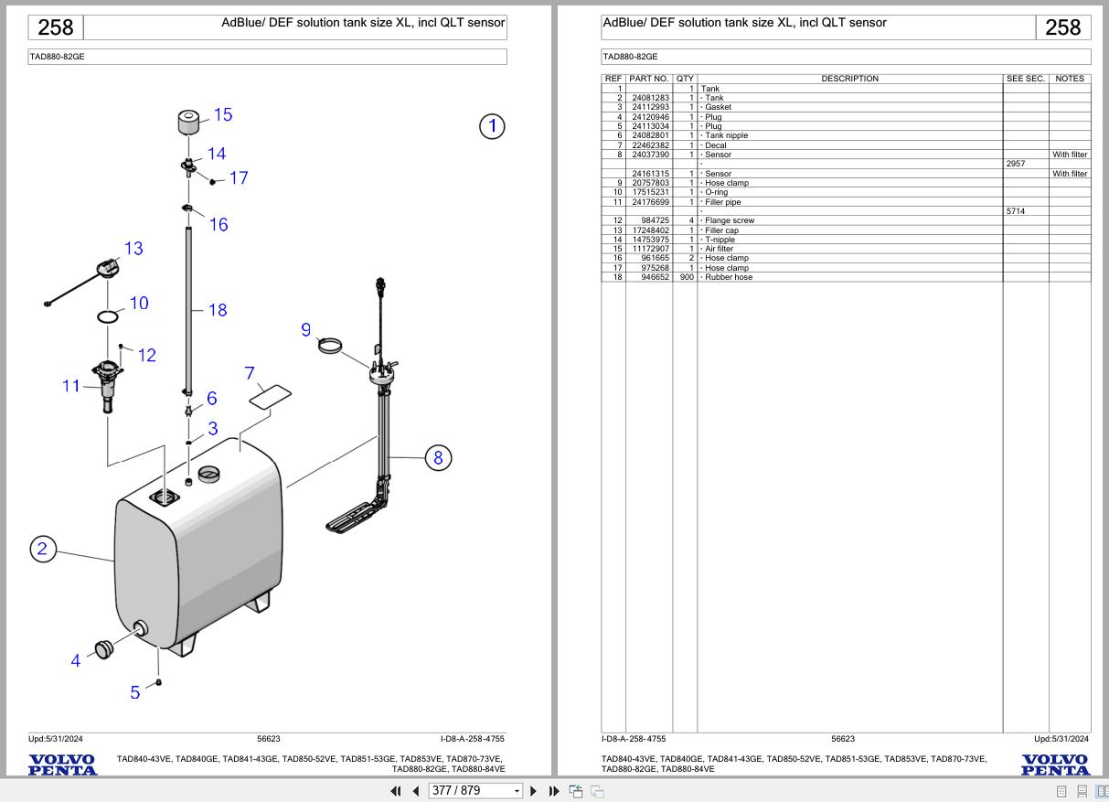 Volvo Engine TAD840 43VE to TAD880 84VE Parts Catalog 2024 (2)