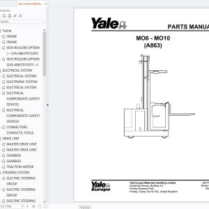 Yale Forklift MO6 MO10 A863 Parts Manual 524179297 (1)
