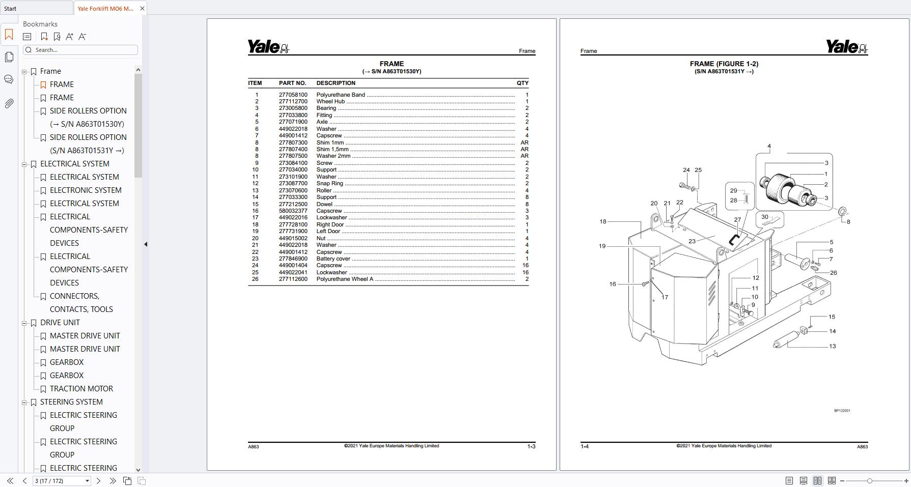 Yale Forklift MO6 MO10 A863 Parts Manual 524179297 (2)