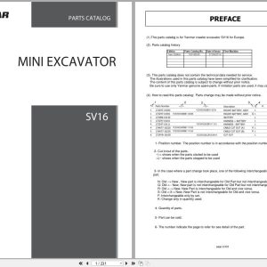 Yanmar Mini Excavator SV16 Parts Catalog Y00YB240 2014 1