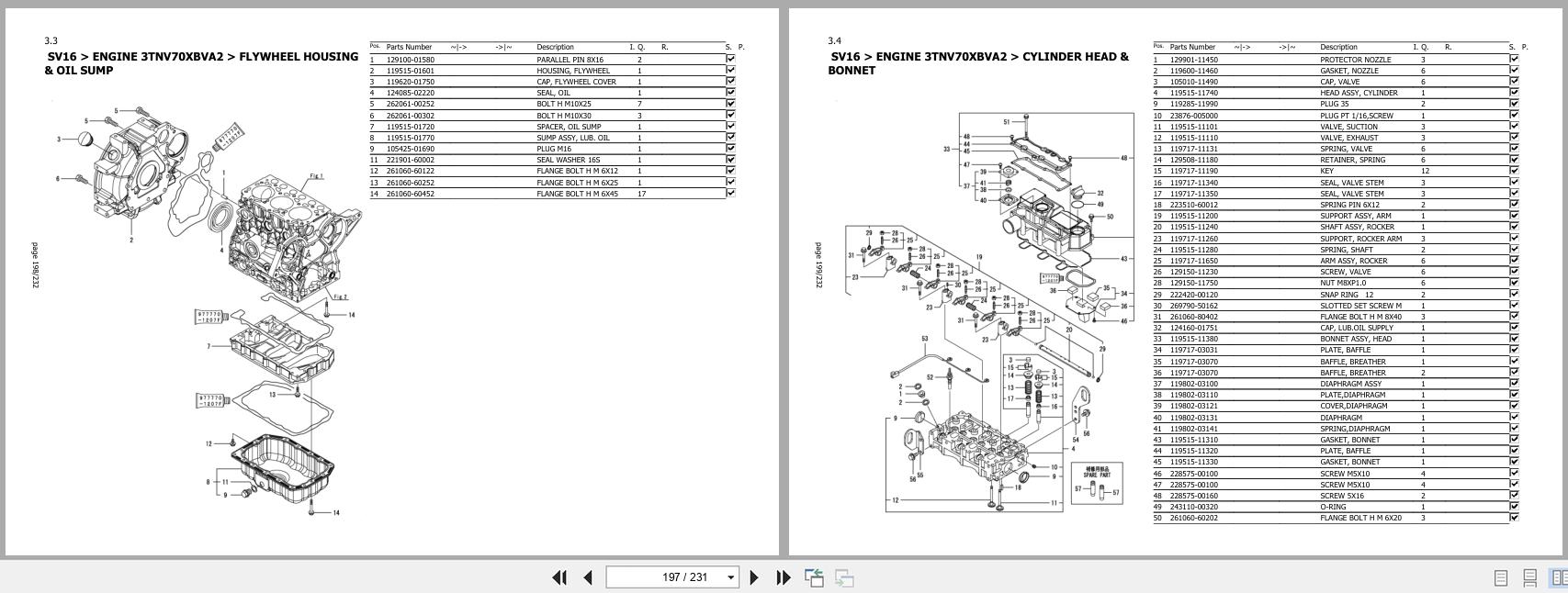Yanmar Mini Excavator SV16 Parts Catalog Y00YB240 2014 2