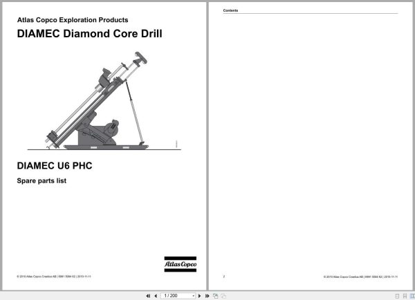 Atlas Copco Diamond Core Drill DIAMEC U6 PHC Parts List 6991508462 2010 1