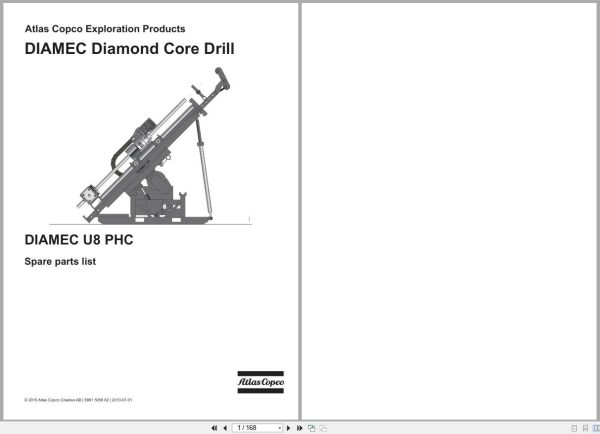 Atlas Copco Diamond Core Drill DIAMEC U8 PHC Parts List 6991505862 2010 1 Atlas Copco Diamond Core Drill DIAMEC U8 PHC Parts List 6991505862 2010 1