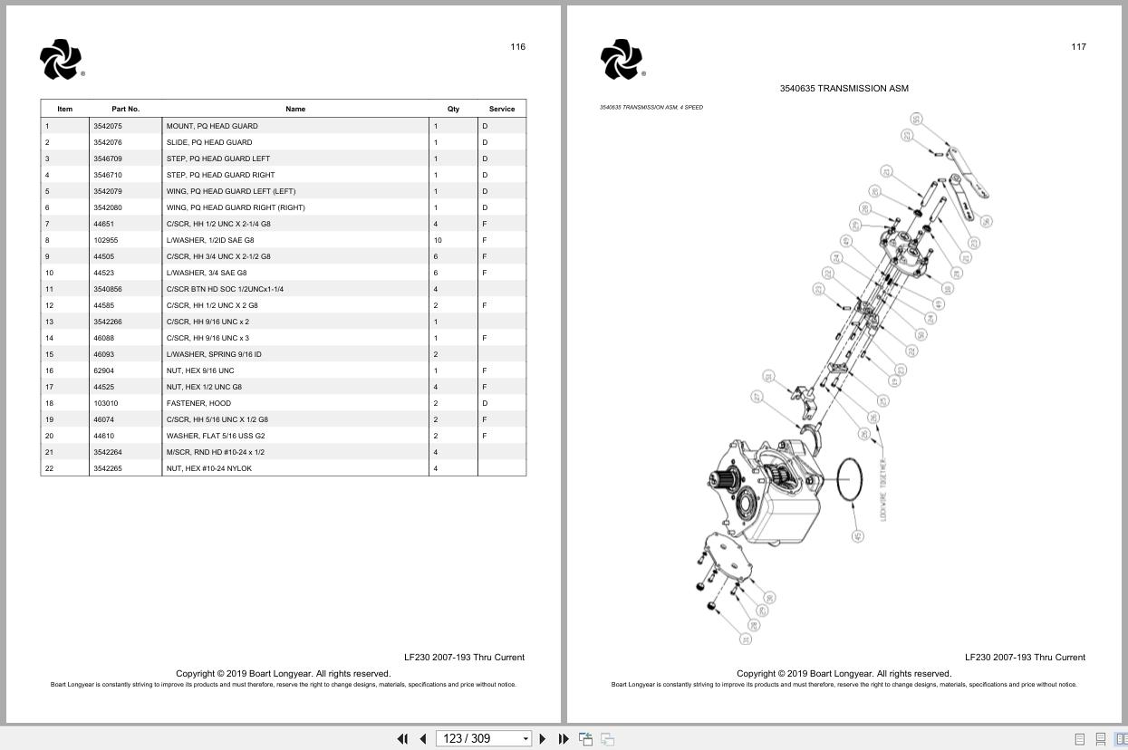 Boart Longyear Drill Rig LF230 2007 193 Parts List 2