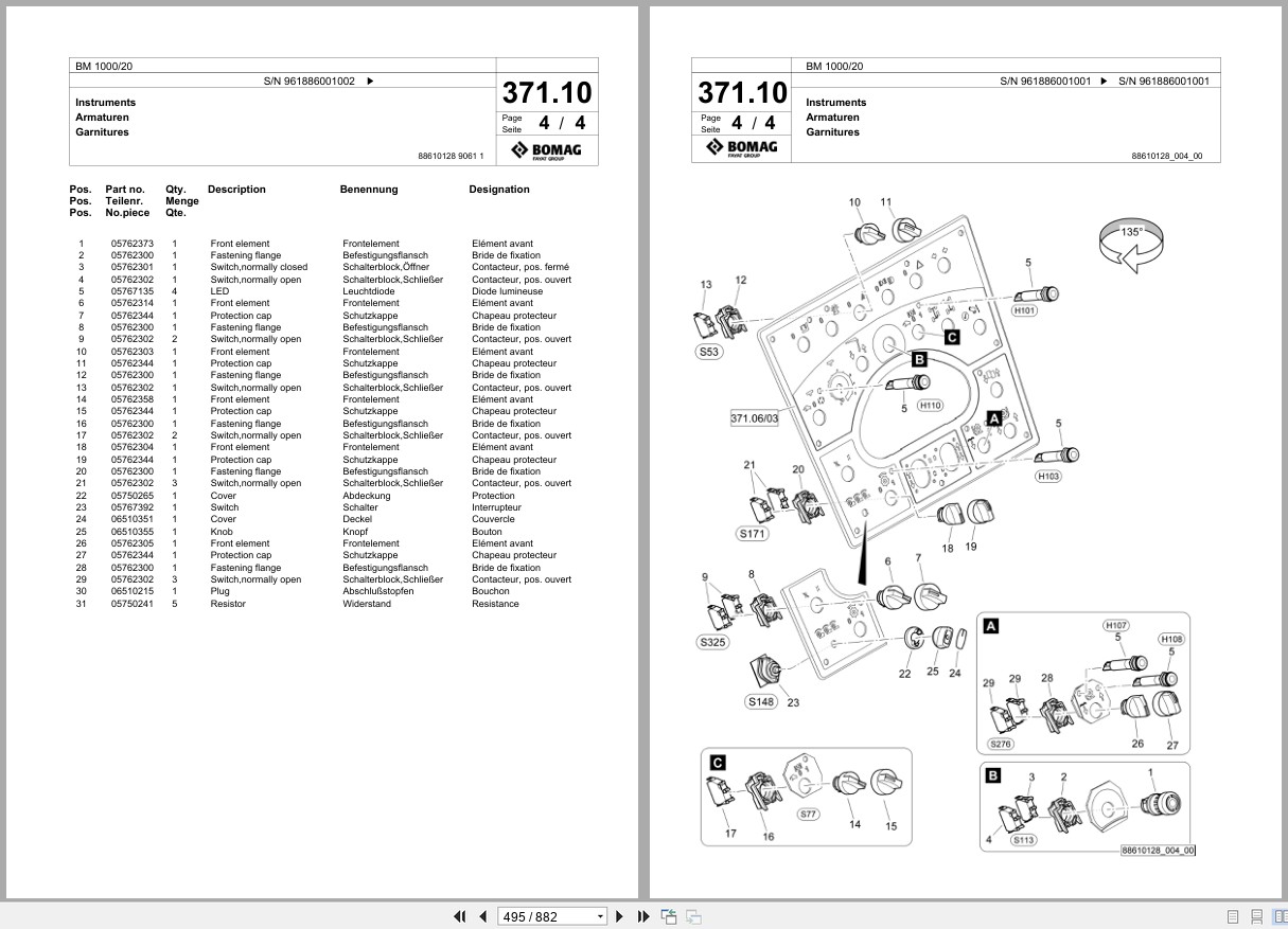 Bomag Cold Milling Planer BM 1000 20 Spare Parts Catalog 2020 2024 EN DE FR (3)