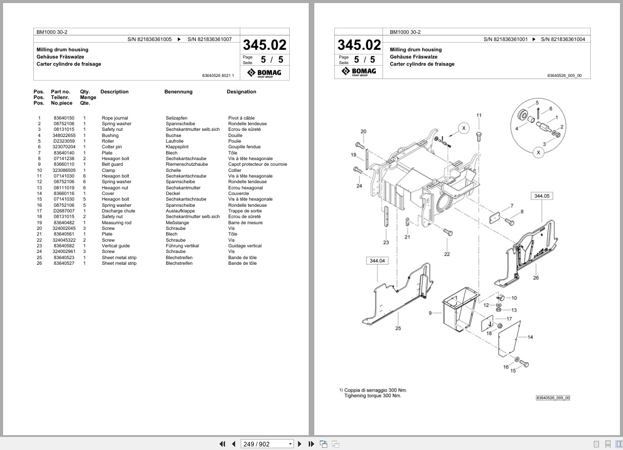 Bomag Cold Milling Planer BM 1000 30 2 Spare Parts Catalog 2011 2013 EN DE FR (3)