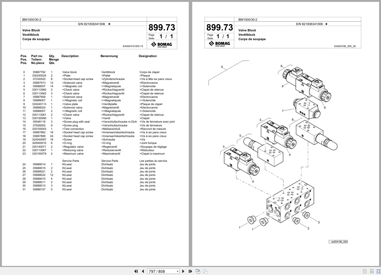 Bomag Cold Milling Planer BM 1000 30 2 Spare Parts Catalog 2011 2014 EN DE FR (2)