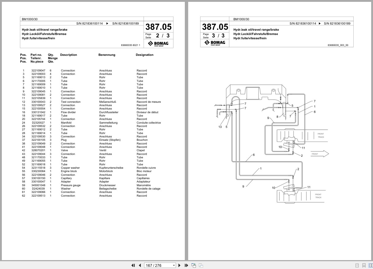 Bomag Cold Milling Planer BM 1000 30 Spare Parts Catalog 2006 2008 EN DE FR (3)