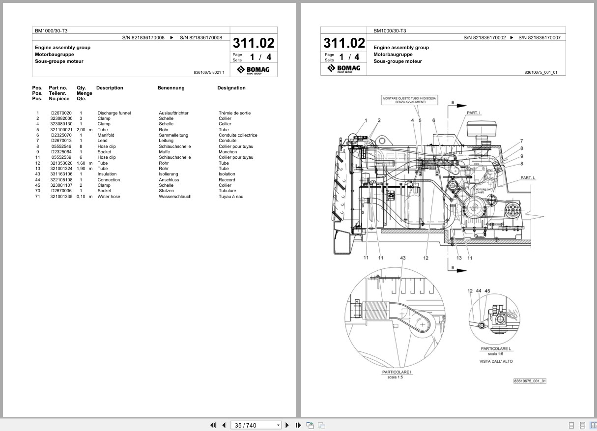 Bomag Cold Milling Planer BM 1000 30 T3 Spare Parts Catalog 2008 2010 EN DE FR (2)