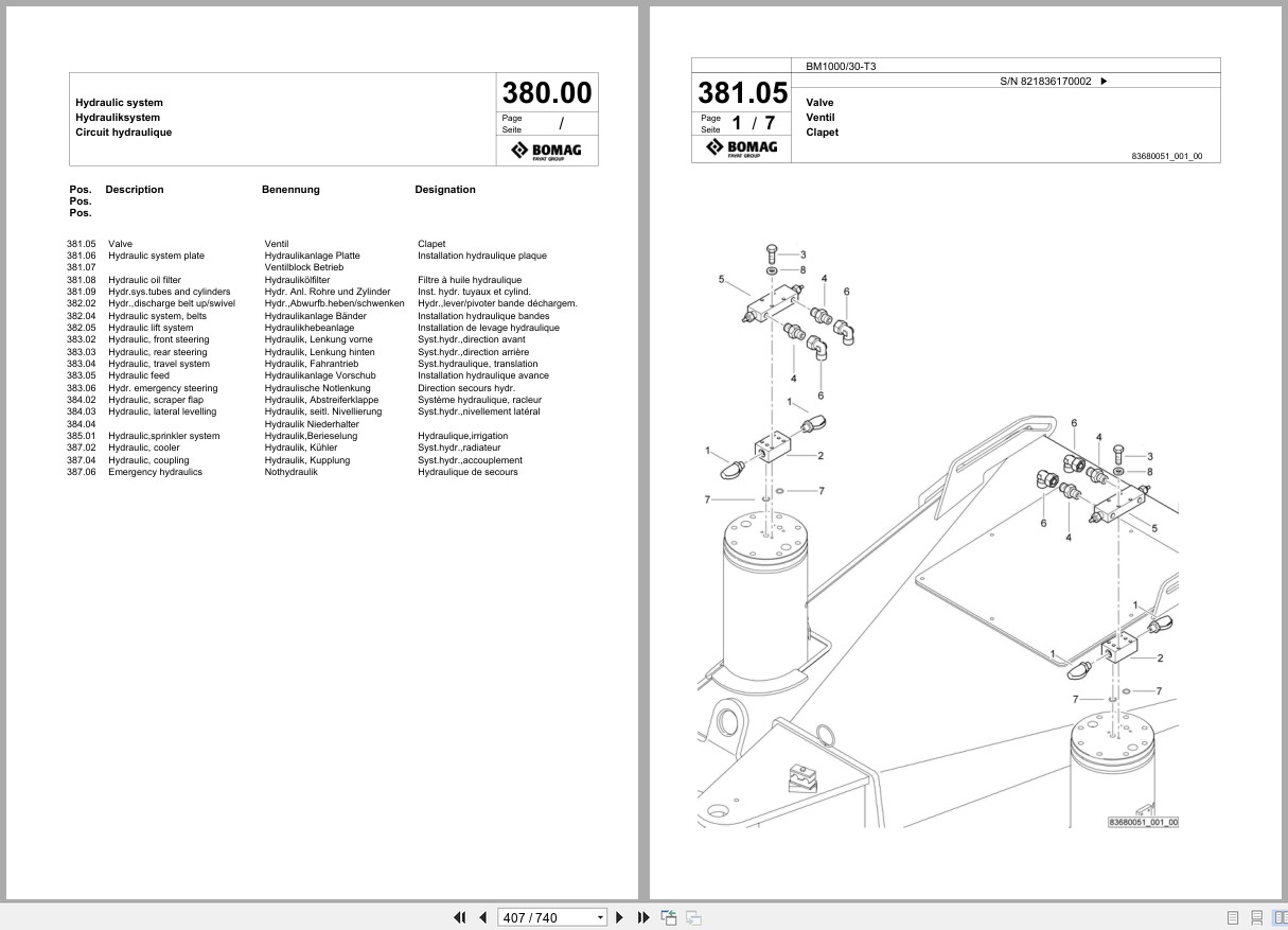 Bomag Cold Milling Planer BM 1000 30 T3 Spare Parts Catalog 2008 2010 EN DE FR (3)