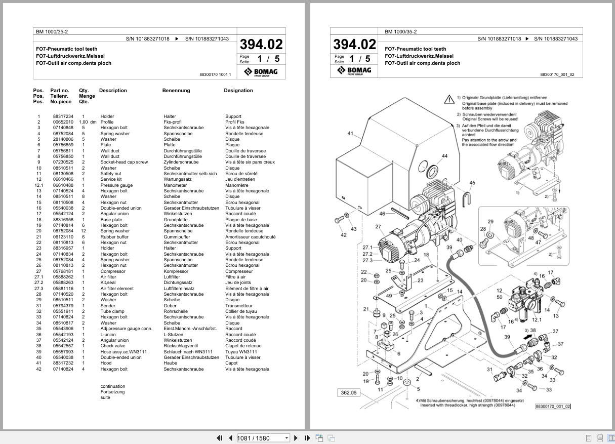 Bomag Cold Milling Planer BM 1000 35 2 Spare Parts Catalog 2021 2025 EN DE FR (2)