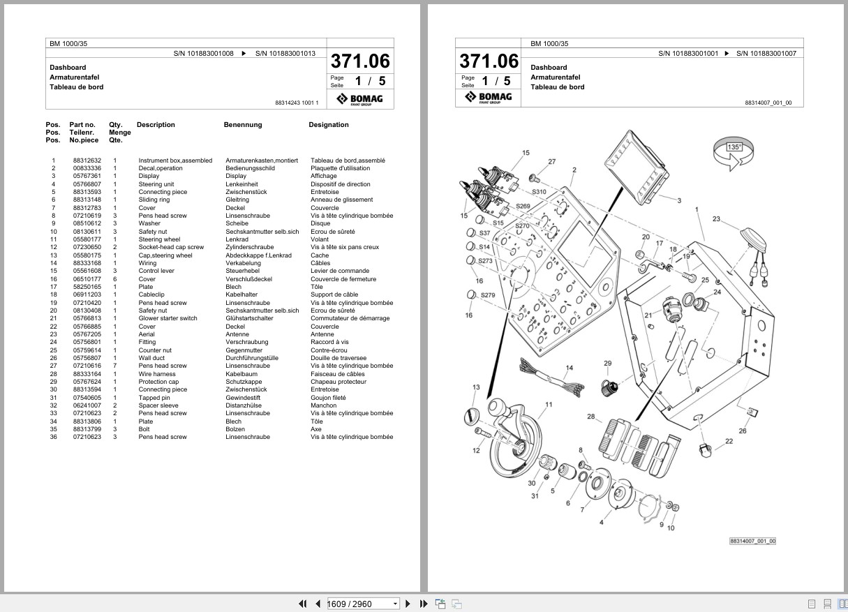 Bomag Cold Milling Planer BM 1000 35 Spare Parts Catalog 2013 2017 EN DE FR (2)