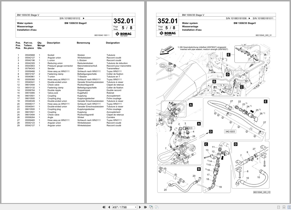 Bomag Cold Milling Planer BM 1000 35 Stage V Spare Parts Catalog 2018 2021 EN DE FR (3)