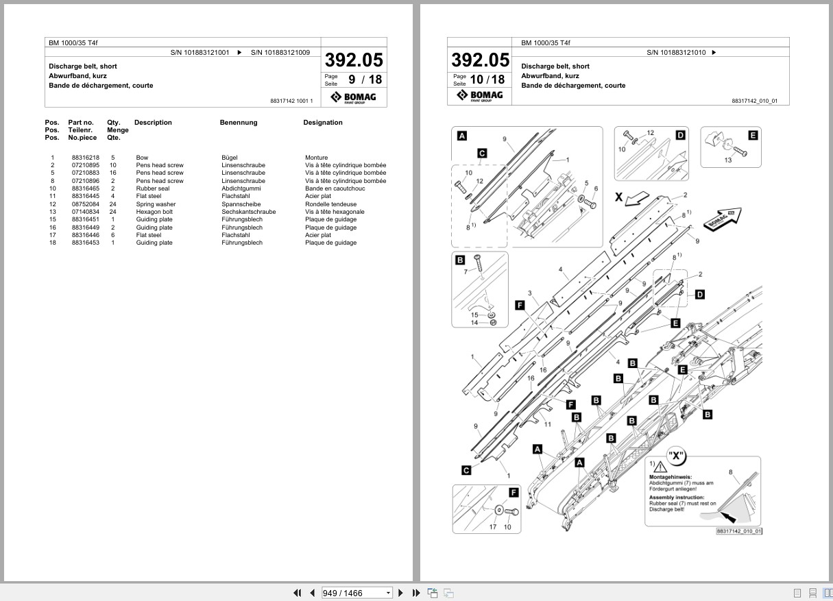 Bomag Cold Milling Planer BM 1000 35 T4f Spare Parts Catalog 2017 2018 EN DE FR (2)