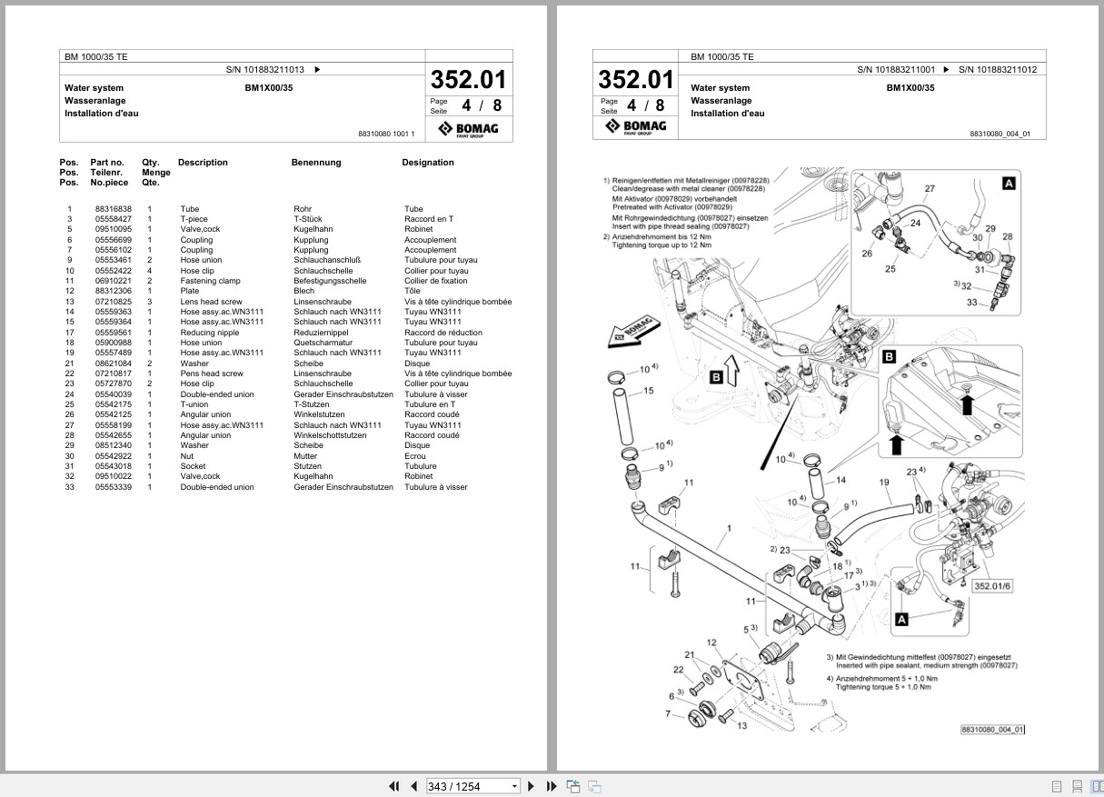 Bomag Cold Milling Planer BM 1000 35 TE Spare Parts Catalog 2019 2020 EN DE FR (3)