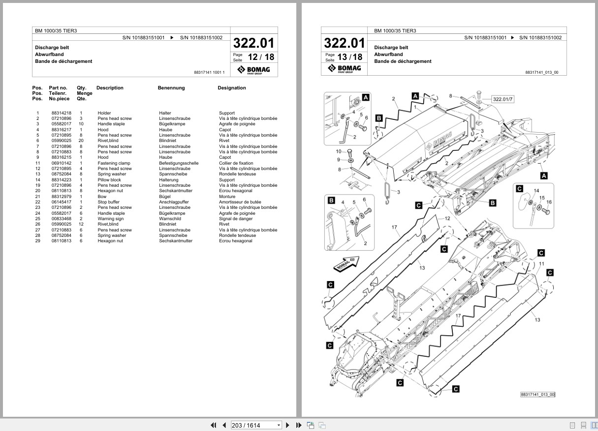 Bomag Cold Milling Planer BM 1000 35 TIER3 Spare Parts Catalog 2017 2020 EN DE FR (3)